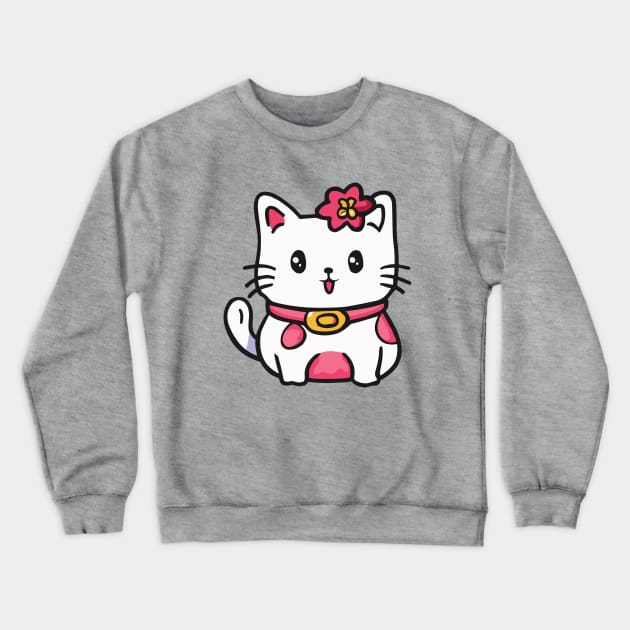 cute cat drawing cartoon Crewneck Sweatshirt by Kawaii Bomb